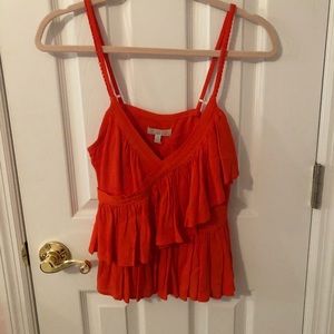 Gianni Bini Orange Ruffle Tank
